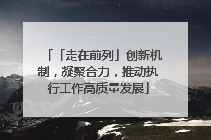 「走在前列」创新机制，凝聚合力，推动执行工作高质量发展