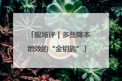 现场评｜多些降本增效的“金钥匙”