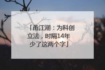 甬江潮：为科创立法，时隔14年少了这两个字