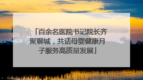百余名医院书记院长齐聚聊城，共话母婴健康月子服务高质量发展