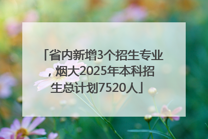 省内新增3个招生专业，烟大2025年本科招生总计划7520人