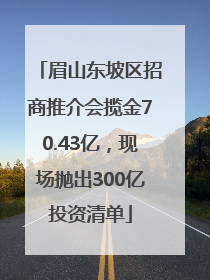 眉山东坡区招商推介会揽金70.43亿，现场抛出300亿投资清单