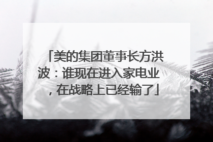 美的集团董事长方洪波：谁现在进入家电业，在战略上已经输了