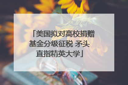 美国拟对高校捐赠基金分级征税 矛头直指精英大学