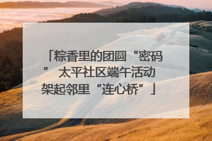 粽香里的团圆“密码” 太平社区端午活动架起邻里“连心桥”