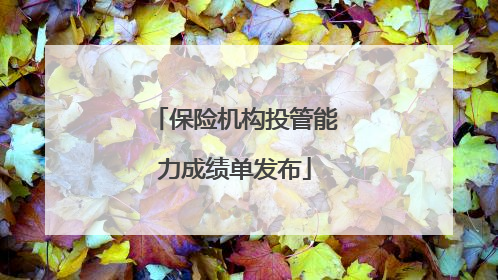 保险机构投管能力成绩单发布