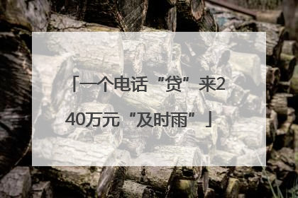 一个电话“贷”来240万元“及时雨”