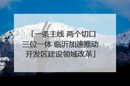 一条主线 两个切口 三位一体 临沂加速推动开发区建设领域改革