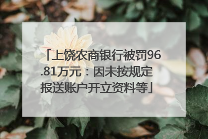 上饶农商银行被罚96.81万元：因未按规定报送账户开立资料等