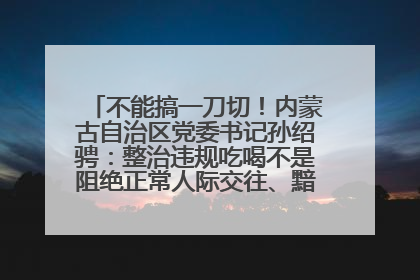 不能搞一刀切！内蒙古自治区党委书记孙绍骋：整治违规吃喝不是阻绝正常人际交往、黯淡人间烟火