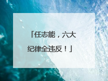 任志能，六大纪律全违反！