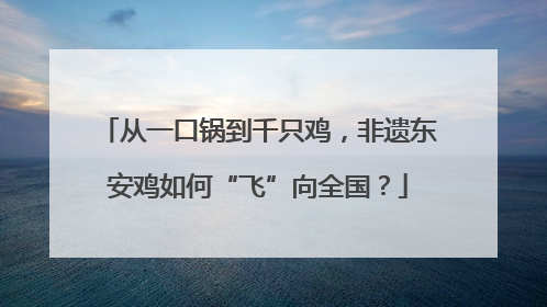 从一口锅到千只鸡，非遗东安鸡如何“飞”向全国？