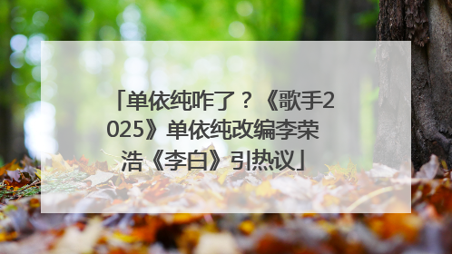 单依纯咋了？《歌手2025》单依纯改编李荣浩《李白》引热议