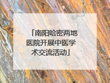 南阳哈密两地医院开展中医学术交流活动