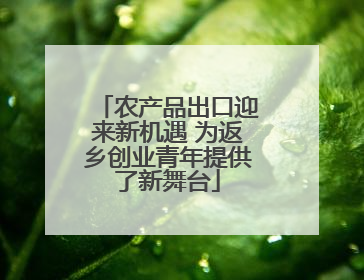 农产品出口迎来新机遇 为返乡创业青年提供了新舞台