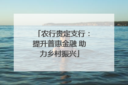 农行贵定支行：提升普惠金融 助力乡村振兴