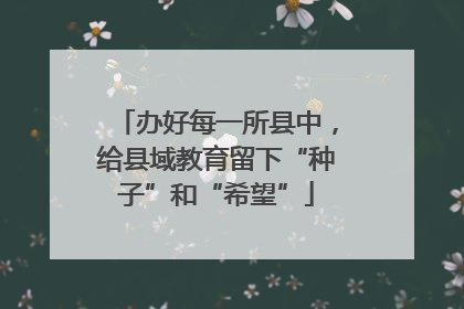 办好每一所县中，给县域教育留下“种子”和“希望”
