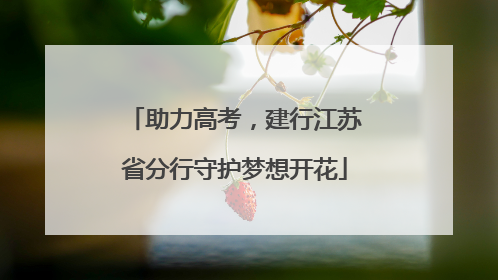 助力高考，建行江苏省分行守护梦想开花