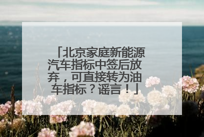 北京家庭新能源汽车指标中签后放弃，可直接转为油车指标？谣言！
