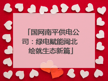 国网南平供电公司：绿电赋能闽北 绘就生态新篇