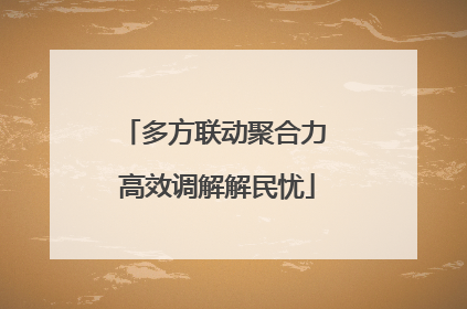 多方联动聚合力 高效调解解民忧