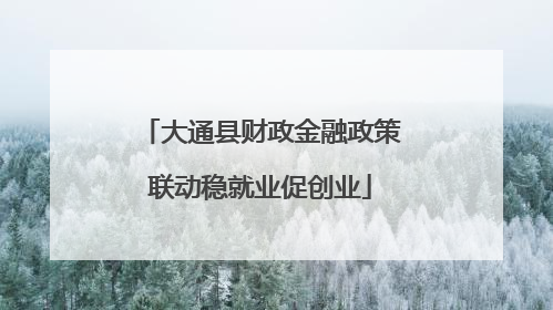 大通县财政金融政策联动稳就业促创业