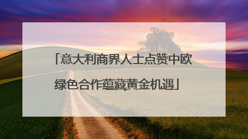 意大利商界人士点赞中欧绿色合作蕴藏黄金机遇