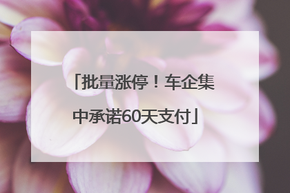 批量涨停！车企集中承诺60天支付