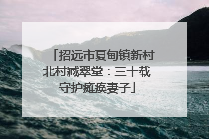 招远市夏甸镇新村北村臧翠堂：三十载守护瘫痪妻子