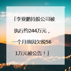 李亚鹏持股公司被执行约244万元，一个月前因欠税561万元被公告！
