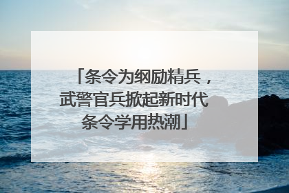 条令为纲励精兵，武警官兵掀起新时代条令学用热潮