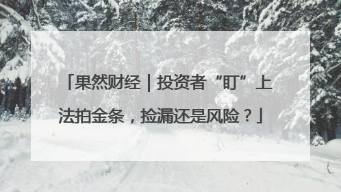 果然财经｜投资者“盯”上法拍金条，捡漏还是风险？