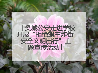 樊城公安走进学校开展“拒绝飙车炸街 安全文明出行”主题宣传活动