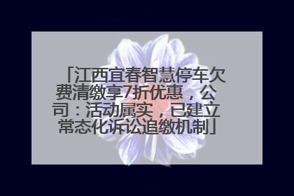 江西宜春智慧停车欠费清缴享7折优惠，公司：活动属实，已建立常态化诉讼追缴机制