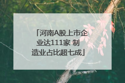 河南A股上市企业达111家 制造业占比超七成