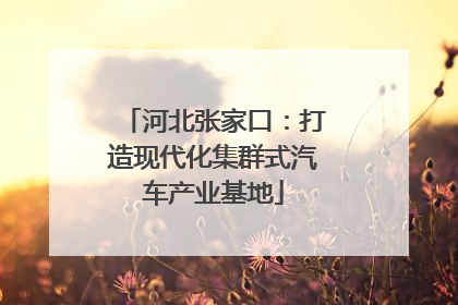 河北张家口：打造现代化集群式汽车产业基地