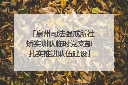 泉州司法强戒所社矫实训队临时党支部扎实推进队伍建设