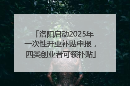 洛阳启动2025年一次性开业补贴申报，四类创业者可领补贴