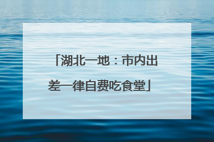 湖北一地：市内出差一律自费吃食堂