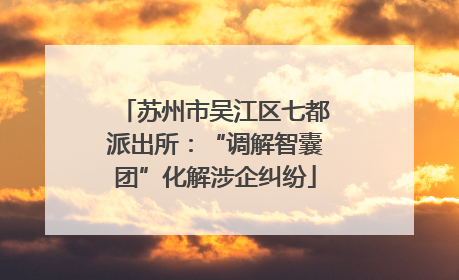 苏州市吴江区七都派出所：“调解智囊团”化解涉企纠纷
