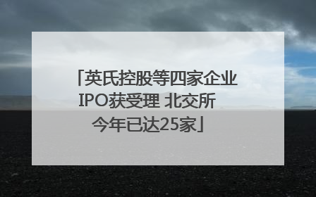 英氏控股等四家企业IPO获受理 北交所今年已达25家