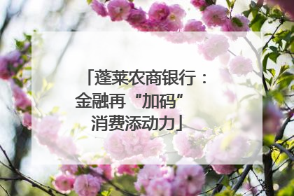 蓬莱农商银行：金融再“加码” 消费添动力