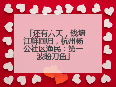 还有六天，钱塘江鲜回归，杭州杨公社区渔民：第一波盼刀鱼