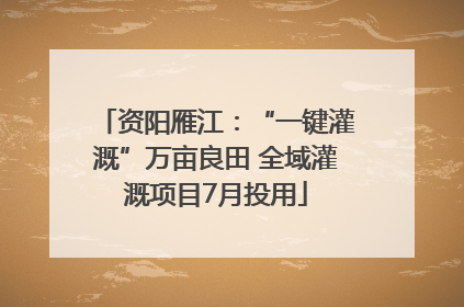资阳雁江：“一键灌溉”万亩良田 全域灌溉项目7月投用