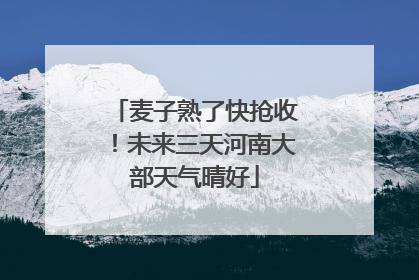 麦子熟了快抢收！未来三天河南大部天气晴好
