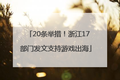20条举措！浙江17部门发文支持游戏出海