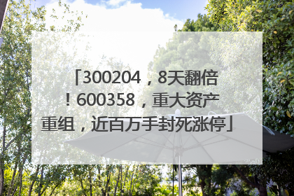 300204，8天翻倍！600358，重大资产重组，近百万手封死涨停
